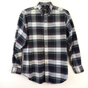 Vintage Deep River Trading Button Down Shirt Long Sleeve Navy Plaid Cotton